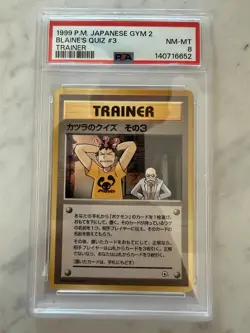PSA 8 POKEMON JAPANESE BLAINE'S QUIZ #3 TRAINER GYM 1999 BR OCK GEODUDE MINT - Image 1