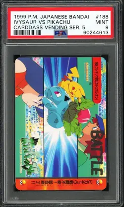 PSA 9 MINT 1999 Pokemon Japanese Bandai Carddass Vending S5 - Ivysaur VS Pikachu - Image 1