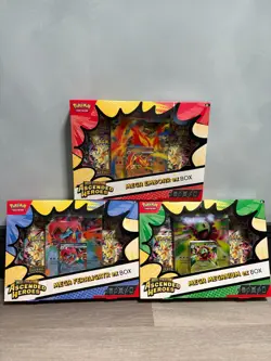 Ascended Heroes Mega EX Box Bundle x3 Pokemon - Meganium | Emboar | Feraligatr - Image 1