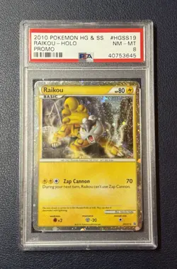 2010 Pokemon Heartgold & Soulsilver Raikou Holo HGSS19 Black Star Promo PSA 8 - Image 1