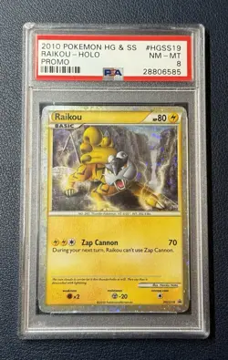 2010 Pokemon Heartgold & Soulsilver Raikou Holo HGSS19 Black Star Promo PSA 8 - Image 1