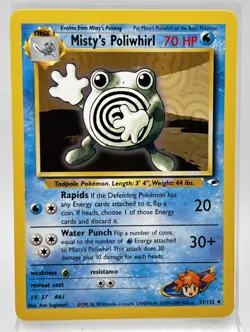 Misty's Poliwhirl 53/132 Pokemon Card Gym Heroes 2000 LP - Image 1