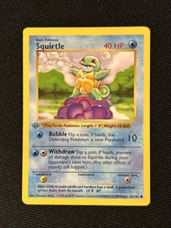 Pokemon Squirtle 63/102 (1st Edition) Shadowless *Near Mint* Never Played Card - Image 1