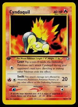 Pokemon Card - Cyndaquil Neo Genesis 56/111 Common 1st Edition - Image 1