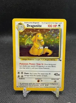 Pokemon TCG Dragonite Fossil Holo Unlimited Rare Card 4/62 LP Vintage - Image 1