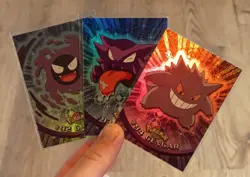 Rainbow Holofoil Gengar, Haunter & Gastly Topps Series 2 Pokemon Card Trio - Image 1