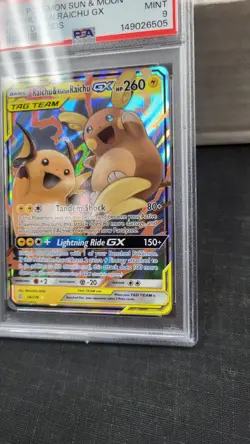 2019 RAICHU & ALOLAN RAICHU GX TAG TEAM UNIFIED MINDS POKEMON PSA 9 MINT #54 - Image 3
