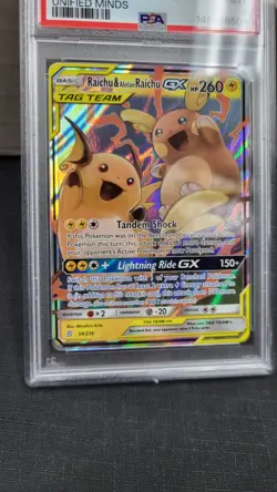 2019 RAICHU & ALOLAN RAICHU GX TAG TEAM UNIFIED MINDS POKEMON PSA 9 MINT #54 - Image 4
