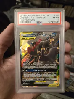 PSA 8 2019 Pokemon Sun & Moon Unified Minds UMBREON & Darkrai GX #125 Tag Team - Image 2