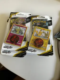 Pokemon TEAM UP Blister Packs Checklane Pikachu &Mimikyu SM162 &3 promo Lot. - Image 1