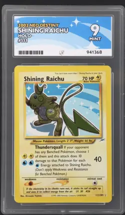 Pokemon TCG Shining Raichu Neo Destiny Secret Rare Ace 9 - Image 3