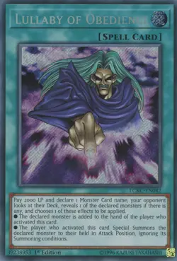 Yugioh Lullaby Of Obedience LCKC-EN042 Secret Rare 1st Edition LP - Image 1