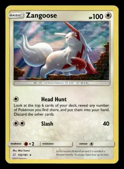Zangoose 132/181 Rare Team Up Holo Pokemon NM - Image 1