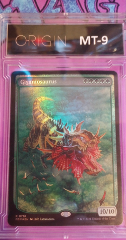 RARE GRADED Mint 9 FOIL FULL ART GIGANTOSAURUS 10/10 MAGIC THE GATHERING CARD - Image 1