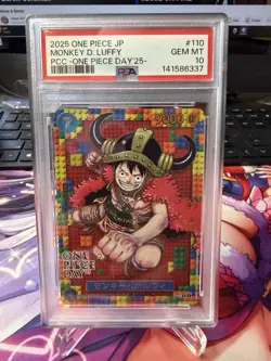 2025 ONE PIECE JPN PREM CARD COLL -ONE PIECE DAY'25- #110 MONKEY D. LUFFY PSA 10 - Image 1