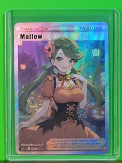 MALLOW Pokemon Trainers Waifu Goddess Refractor Card CUSTOM MADE - Image 1