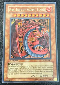 YUGIOH URIA LORD OF SEARING FLAMES ULTRA RARE 1ST EDITION SOI-EN001 NM - Image 1