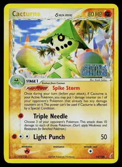 Pokemon Card - Cacturne Crystal Guardians 15/100 Reverse Holo Rare Stamped - Image 1