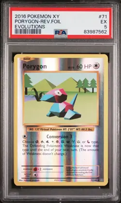 2016 Pokemon XY Evolutions 71 Porygon Reverse Holo - PSA Graded Card - Image 1