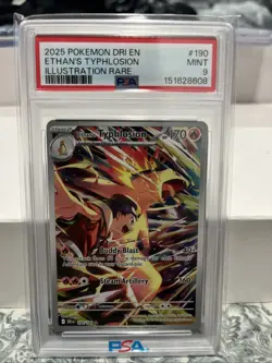 2025 POKEMON DRI EN-DESTINED RIVALS ILLUSTRATION RARE ETHAN'S TYPHLOSION PSA 9 - Image 1