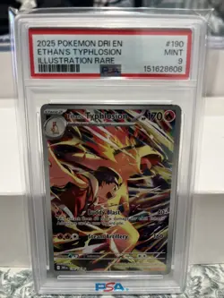 2025 POKEMON DRI EN-DESTINED RIVALS ILLUSTRATION RARE ETHAN'S TYPHLOSION PSA 9 - Image 3