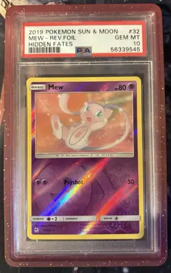 2019 Pokemon Sun & Moon Mew Reverse Foil Hidden Fates #32 PSA 10 GEM MT - Image 1