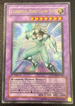 YUGIOH ELEMENTAL HERO GLOW NEOS ULTRA RARE 1ST EDITION STON-EN036 LP - Image 1