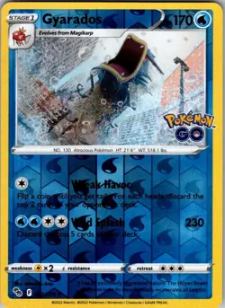 Gyarados Reverse Holo Holo Rare Pokemon GO 022/078 LP-NM - Image 1