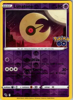 Lunatone Reverse Holo Uncommon Pokemon GO 034/078 LP-NM - Image 1