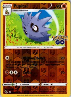 Pupitar Reverse Holo Uncommon Pokemon GO 038/078 LP-NM - Image 1