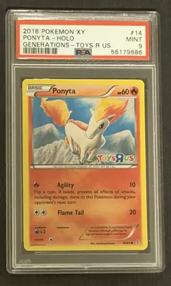 Pokemon TCG Ponyta #14 Toys R Us Exclusive Promo PSA 9 - Image 1