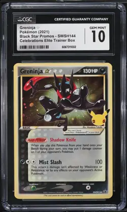 ⭐⭐⭐ CGC 10 Black Star Promo Greninja Gold Star SWSH144 Celebrations Pokemon - Image 1