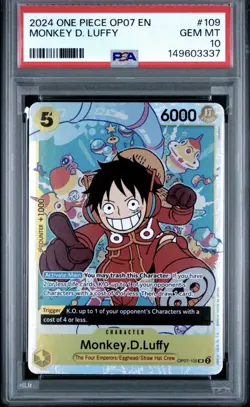 Monkey D. Luffy PSA 10 English One Piece OP07-109 2024 500 Years in the Future - Image 1