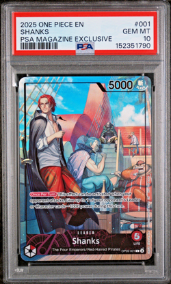 2025 ONE PIECE PROMOS PSA MAGAZINE EXCLUSIVE #001 SHANKS PSA 10 GEM MINT - Image 1