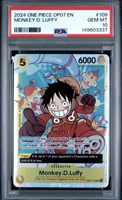 Monkey D. Luffy PSA 10 English One Piece OP07-109 2024 500 Years in the Future - Image 1