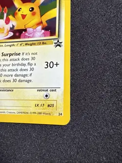 Pokemon Birthday Pikachu #24 Vintage Holo Black Star Promo Card LP/NM - Image 3