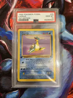 PSA 10 1st Edition Lapras Fossil - (25/62) GEM MINT 1999 Pokemon English - Image 1