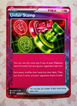 Unfair Stamp 165/167 ACE SPEC Rare Pokemon TCG Sv06: Twilight Masquerade Holo NM - Image 1
