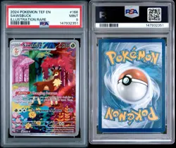 2024 POKEMON TEF EN-TEMPORAL FORCES ILLUSTRATION RARE #166 SAWSBUCK PSA 9 - Image 3