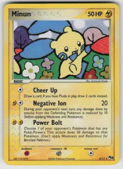 Minun 4/17 Rare POP Series 3 Pokemon Holo Heavily Played - Image 1