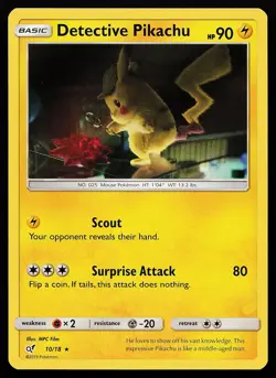 Detective Pikachu 10/18 Holo Rare Detective Pikachu Pokemon Card - Image 1