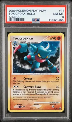 2009 POKEMON PLATINUM ARCEUS #11 TOXICROAK-HOLO PSA 8 - Image 1