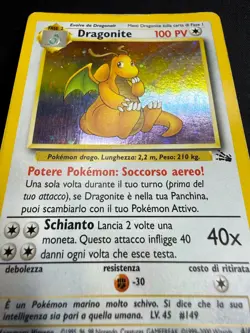 Pokemon Dragonite 4/62 Fossil Rara Holo Unlimited Wizards ITA Carte Vintage - Image 4