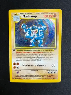 Pokemon Machamp 8/102 Set Base Rara Holo Prima Edizione Wizards IT Carte Vintage - Image 1