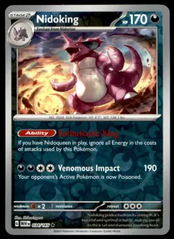Nidoking 034/165 Rare 151 Pokemon Reverse Holo Near Mint - Image 1