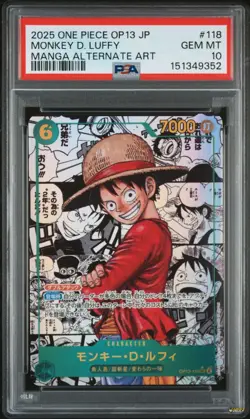 PSA 10 2025 One Piece OP13 Japanese Manga Alternate Art #118 Monkey D Luffy - Image 1