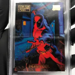 PSA 7 Marvel Card Deadpool 28 Gold Foil Signature Masterpieces 1994 - Image 3