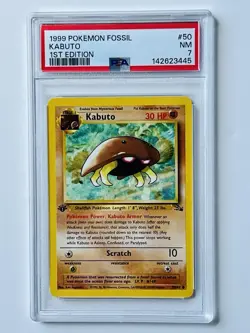 1999 POKEMON FOSSIL 1ST EDITION #50 KABUTO PSA 7 - NEWLY GRADED - KABUTO KING - Image 1