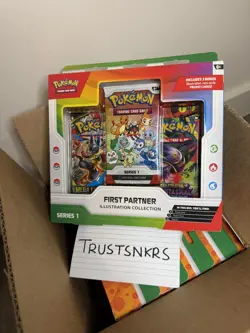 6X Pokemon TCG - First Partner Illustration Collection [Series 1] Unsealed Case - Image 1