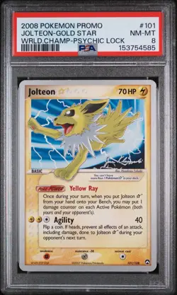 2008 Pokemon World Championships Promo Gold Star Jolteon PSA 8 New CERT 2026 - Image 1